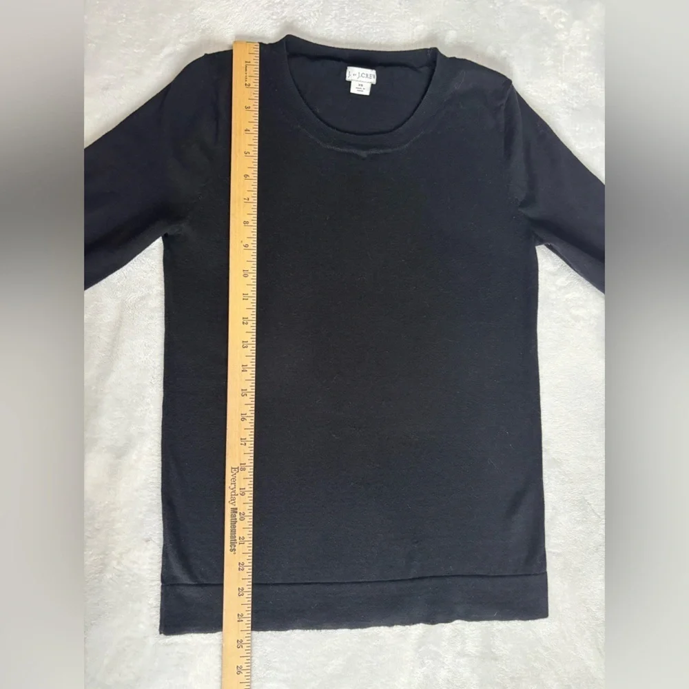 J. Crew Sweater Black Classic Top Crew Neck Basic 100% Cotton Size XS